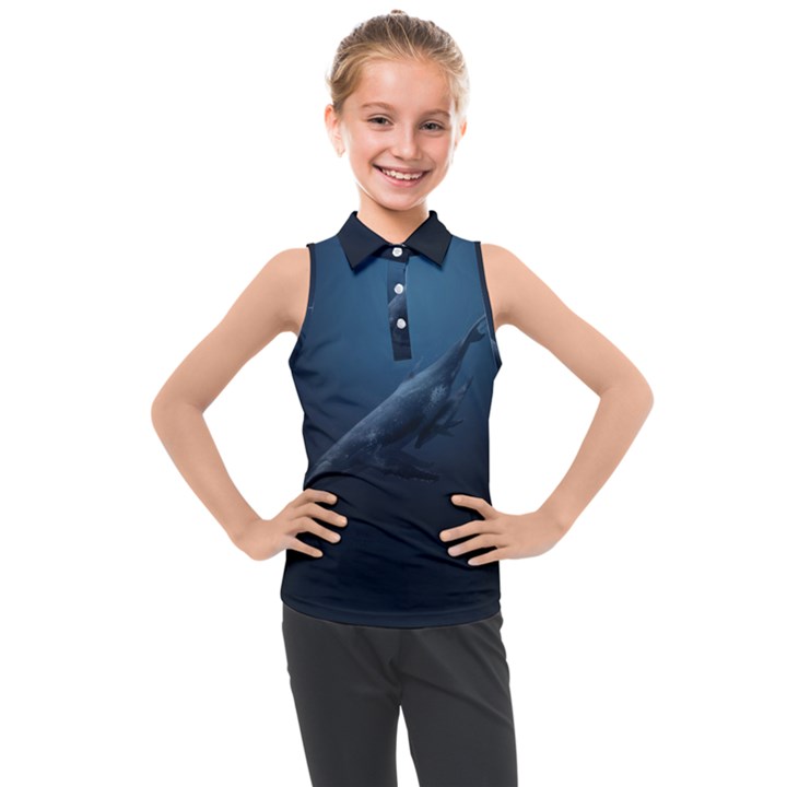 Blue whales Kids  Sleeveless Polo Tee