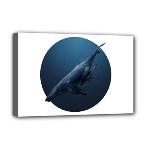 Blue Whales Deluxe Canvas 18  X 12  (stretched) by goljakoff