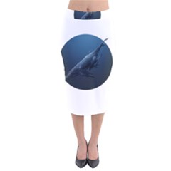 Blue Whales Velvet Midi Pencil Skirt by goljakoff