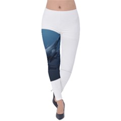 Blue Whales Velvet Leggings by goljakoff