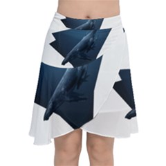 Whales In Deep Ocean Chiffon Wrap Front Skirt by goljakoff