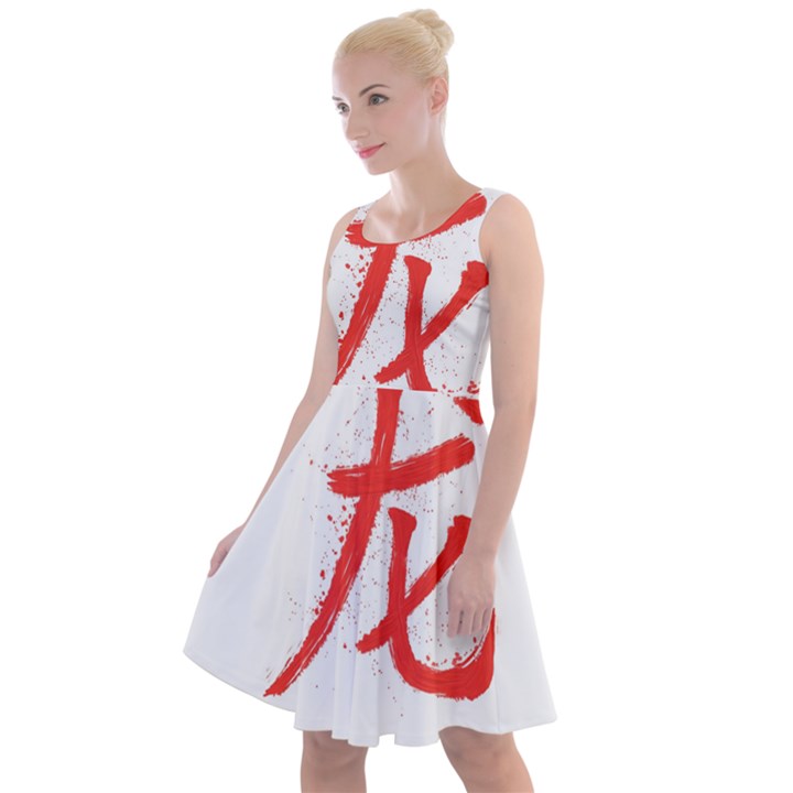 Dragon hieroglyph Knee Length Skater Dress