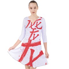 Dragon Hieroglyph Quarter Sleeve Front Wrap Dress by goljakoff