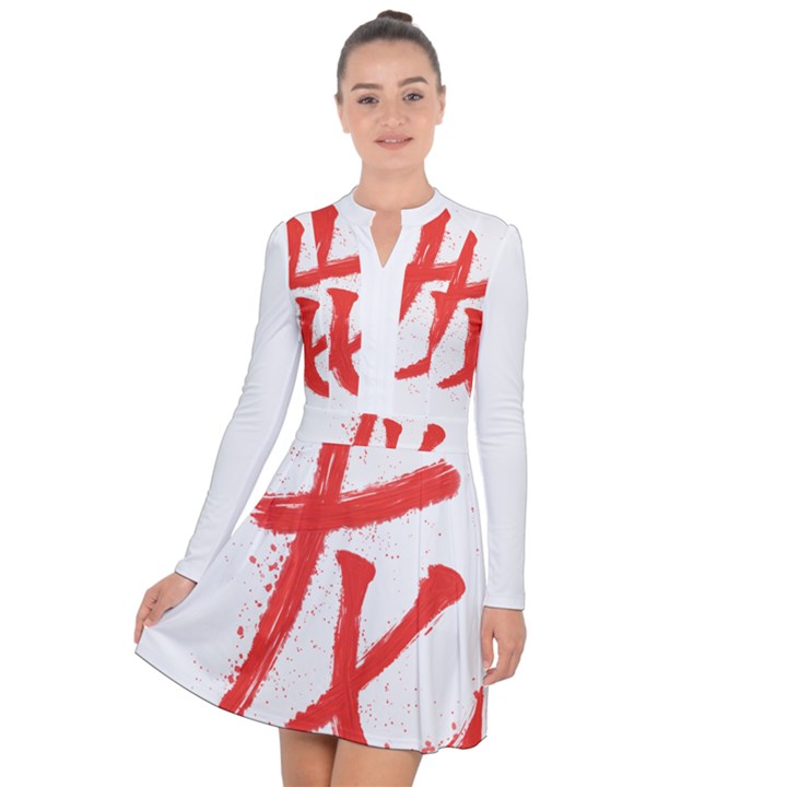 Dragon hieroglyph Long Sleeve Panel Dress