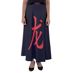 Dragon Hieroglyph Flared Maxi Skirt by goljakoff