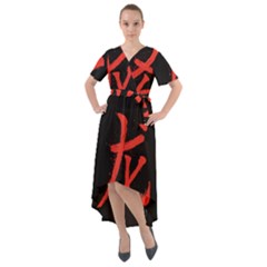 Dragon Hieroglyph Front Wrap High Low Dress by goljakoff