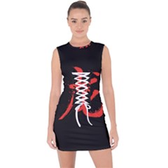 Dragon Hieroglyph Lace Up Front Bodycon Dress by goljakoff