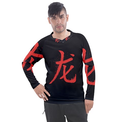 Dragon Hieroglyph Men s Pique Long Sleeve Tee by goljakoff