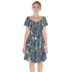 Abstract Texture Surface Print Short Sleeve Bardot Dress