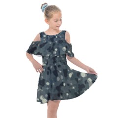 Abstract Texture Surface Print Kids  Shoulder Cutout Chiffon Dress