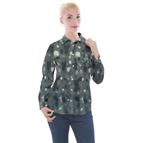 Abstract Texture Surface Print Women s Long Sleeve Pocket Shirt by dflcprintsclothing