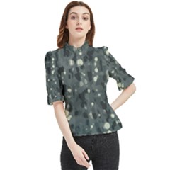 Abstract Texture Surface Print Frill Neck Blouse