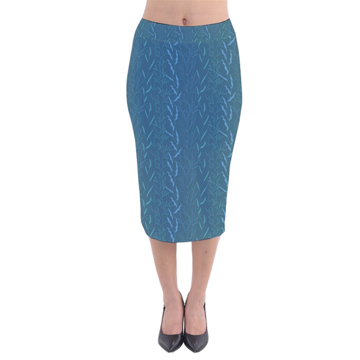 Algae and aquatic plants Velvet Midi Pencil Skirt