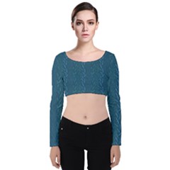 Algae And Aquatic Plants Velvet Long Sleeve Crop Top by SychEva