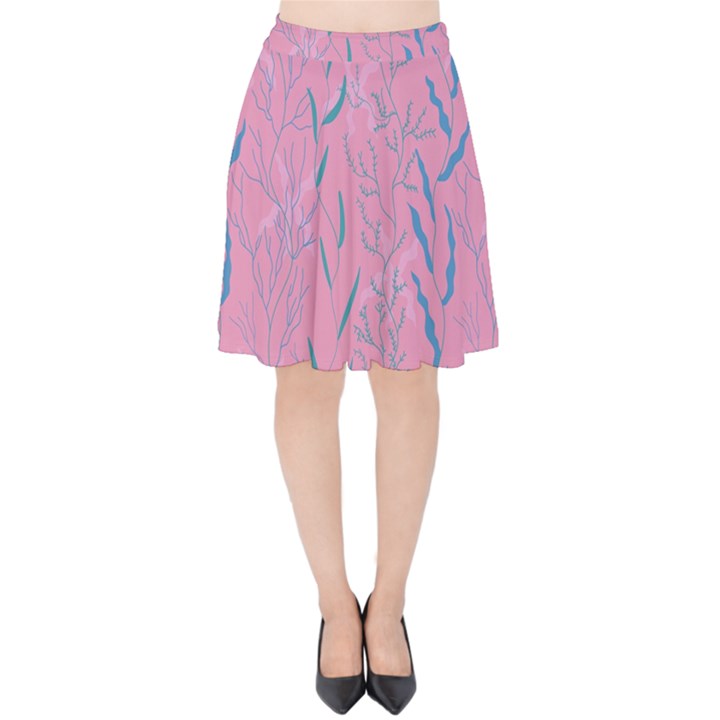 Undersea World  Plants And Starfish Velvet High Waist Skirt