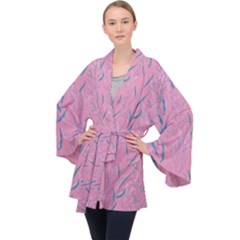 Undersea World  Plants And Starfish Long Sleeve Velvet Kimono  by SychEva