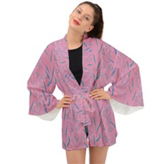 Undersea World  Plants And Starfish Long Sleeve Kimono by SychEva