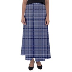 Pattern Carreaux Bleu/blanc Flared Maxi Skirt by kcreatif