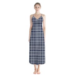 Pattern Carreaux Bleu/blanc Button Up Chiffon Maxi Dress by kcreatif