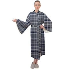 Pattern Carreaux Bleu/blanc Maxi Velour Kimono by kcreatif