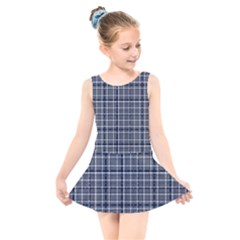 Pattern Carreaux Bleu/blanc Kids  Skater Dress Swimsuit by kcreatif