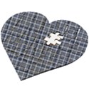 Pattern carreaux bleu/blanc Wooden Puzzle Heart View2