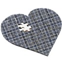 Pattern carreaux bleu/blanc Wooden Puzzle Heart View3