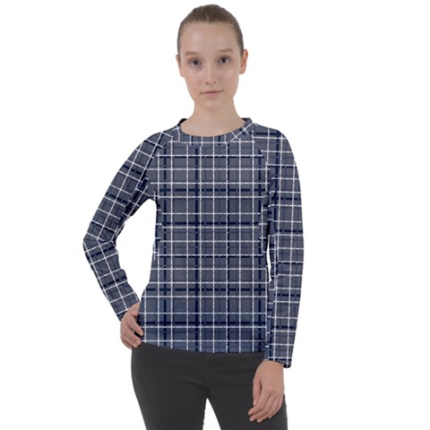 Pattern Carreaux Bleu/blanc Women s Long Sleeve Raglan Tee by kcreatif