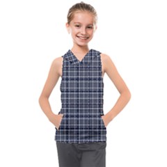 Pattern Carreaux Bleu/blanc Kids  Sleeveless Hoodie