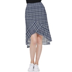 Pattern Carreaux Bleu/blanc Frill Hi Low Chiffon Skirt by kcreatif