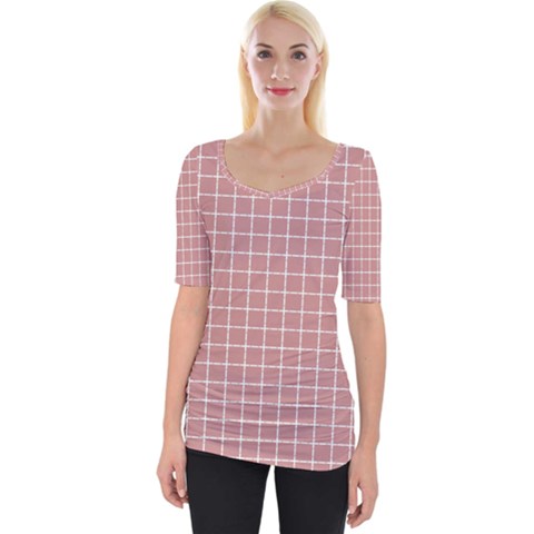 Abstrait Carreaux Rose/blanc Wide Neckline Tee by kcreatif