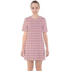 Abstrait Carreaux Rose/blanc Sixties Short Sleeve Mini Dress by kcreatif