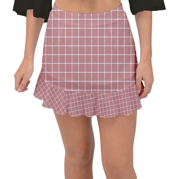 Abstrait carreaux rose/blanc Fishtail Mini Chiffon Skirt