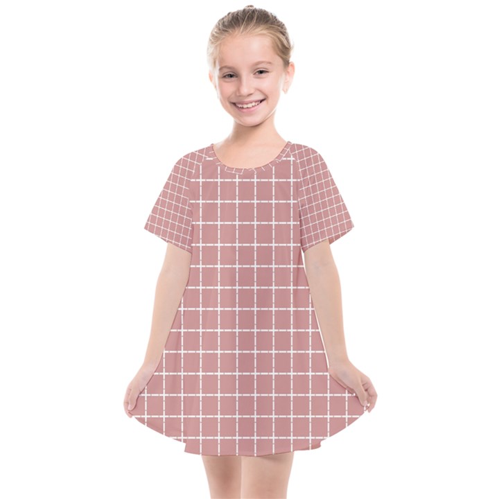 Abstrait carreaux rose/blanc Kids  Smock Dress