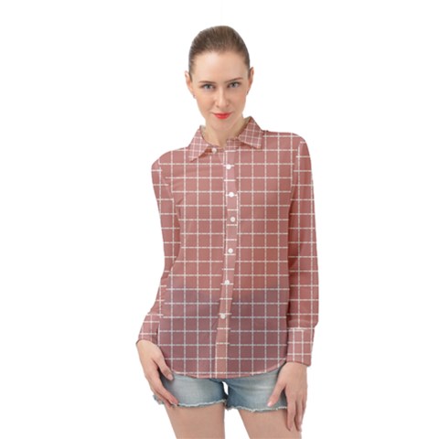 Abstrait Carreaux Rose/blanc Long Sleeve Chiffon Shirt by kcreatif