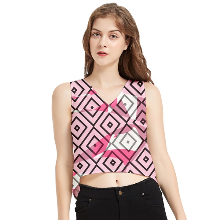 Patternabstraitrosenoir65 V-Neck Cropped Tank Top