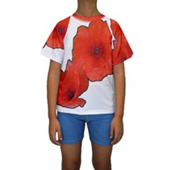 Coquelicots Fleurs Kids  Short Sleeve Swimwear by kcreatif