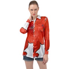 Coquelicots Fleurs Long Sleeve Satin Shirt