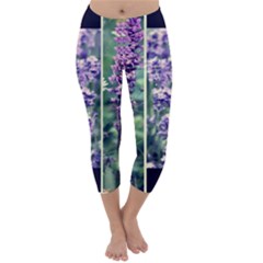 Collage Fleurs Violette Capri Winter Leggings  by kcreatif