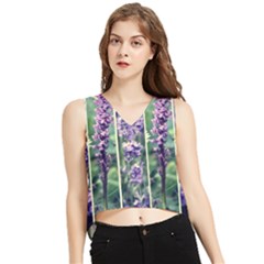 Collage Fleurs Violette V-neck Cropped Tank Top by kcreatif