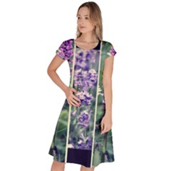 Collage Fleurs Violette Classic Short Sleeve Dress by kcreatif