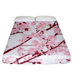 Fleurs De Cerisier Fitted Sheet (queen Size) by kcreatif