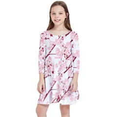 Fleurs De Cerisier Kids  Quarter Sleeve Skater Dress by kcreatif