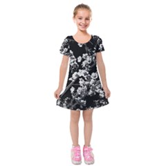 Fleurs De Cerisier Noir & Blanc Kids  Short Sleeve Velvet Dress by kcreatif