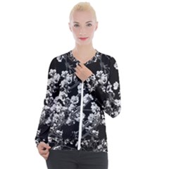 Fleurs De Cerisier Noir & Blanc Casual Zip Up Jacket by kcreatif