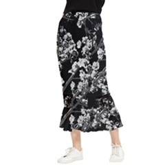 Fleurs De Cerisier Noir & Blanc Maxi Fishtail Chiffon Skirt