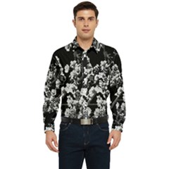 Fleurs De Cerisier Noir & Blanc Men s Long Sleeve Pocket Shirt  by kcreatif