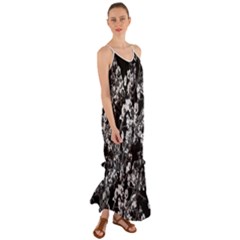 Fleurs De Cerisier Noir & Blanc Cami Maxi Ruffle Chiffon Dress by kcreatif