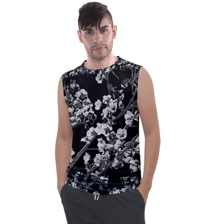 Fleurs de cerisier Noir & Blanc Men s Regular Tank Top