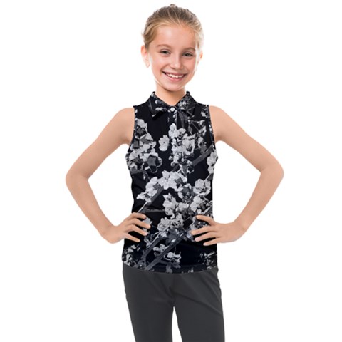 Fleurs De Cerisier Noir & Blanc Kids  Sleeveless Polo Tee by kcreatif